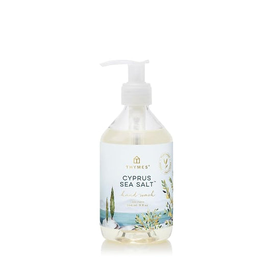 Thymes Hand Wash - Moisturizing Hand Soap Dispenser with Pump - Skin Care - Hydrating Liquid Soap Scented with Notes of Moroccan Rosemary, Sun-Kissed Sage, & Amalfi Lemon (Cyprus Sea Salt, 9 fl oz)