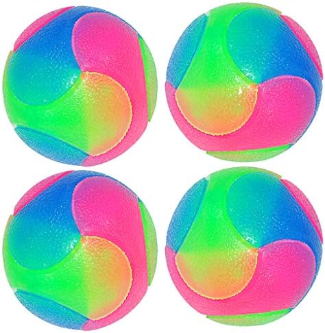4 pcs Large Light Up Dog Balls Flashing Elastic Ball Glow in The Dark Interactive Pet Toys for for Golden Retriever,Labrador,Large Dogs