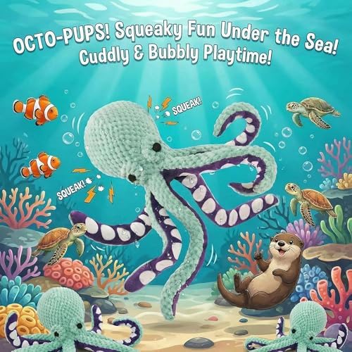 Plush Interactive Dog Toy Octopus-Shaped Plush Dog Sound Toy Indestructible Toy with Built-in Squeaker for Boredom Relief Durable, Chew-Resistant Dog Teething and Chew Toys (Green)