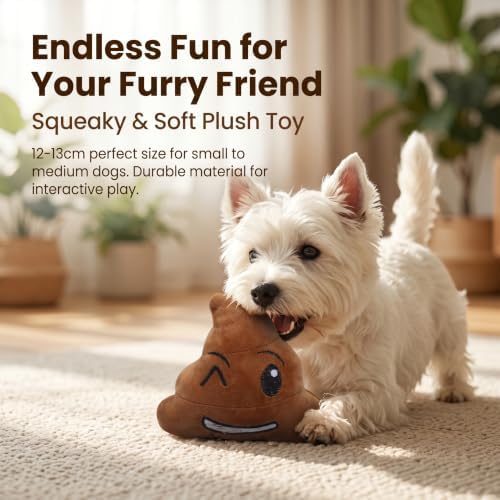 Funny Poop Plush Squeaky Dog Toy, Dental Chew for Small Dogs