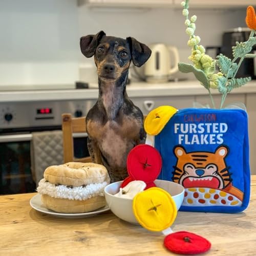 CHEWFFON Dog Squeaky Toy, Interactive Bagel Shape Puzzle Toy