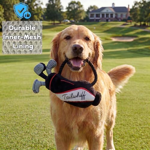 Tailwhiff Golf Dog Toy - Parody Plush Squeak Crinkle Rope Funny Golf Gift