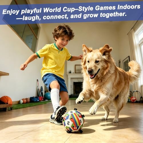 Rensh Dog Soccer Ball with Straps 6 Inch, Interactive Dog Ball for 20-40 lb