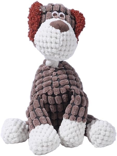 Brown Dog Plush Chew Toy with Squeakers – Durable, Soft, and Fun Interactive Dog Toy for Teeth Cleaning, Training, and Relieving Anxiety – Perfect for Small, Medium, and Large Dogs