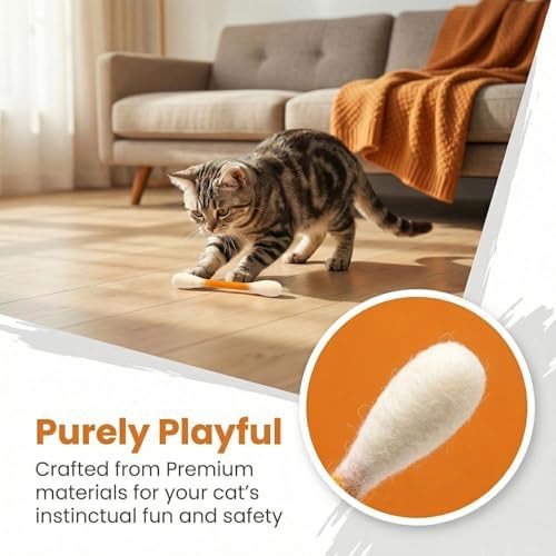 Cotton Swabs Cat Toys with Catnip,6 Pk Soft Interactive Giant Q Tip Cat Toy,Durable for Chew, Organic Catnip for Anxiety & as Digestive Aid,The Ideal Gift for cat Lovers(Beige 6-Pack)