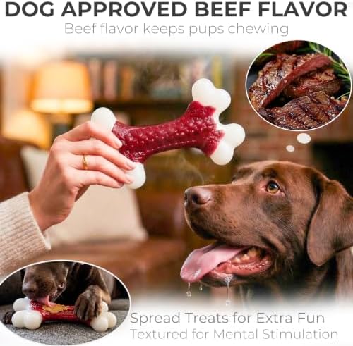 Kseroo Tough Dog Chew Toy for Aggressive Chewers 20-90lbs, Beef Flavor