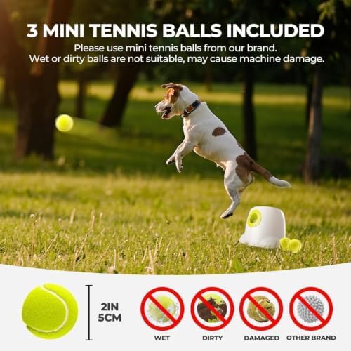 ALL FOR PAWS Automatic Dog Ball Launcher, Interactive Fetch Toy for Small to Medium Dogs, Pet Thrower Machine for Indoor & Outdoor Play, 3 Pcs 2-Inch Balls Included