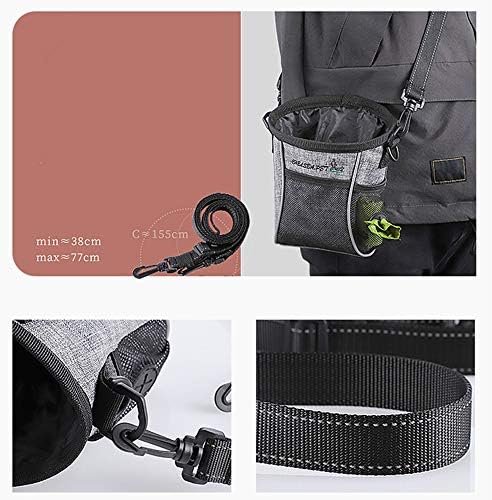 Dog Treat Pouch Pet Training Bag,Fanny Pack and Waste Bag Dispenser,Easily Carries Pet Toys, Kibble, 3 Ways to Use (Light Grey)