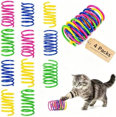 Cat Toys for Indoor Cats Cat Spring Toys 4 Packs Colorful Interactive Cat Toys for Indoor Cats Swatting Accessories for Cat Nail File Box