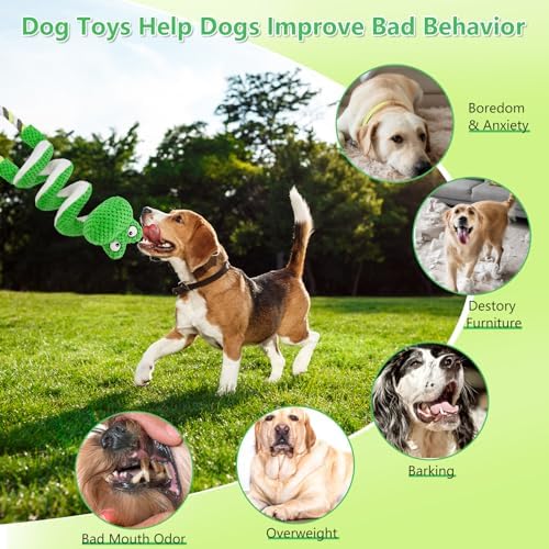 Letsmeet Interactive Squeaky Dog Toys with Pull Rope, Large Dog Tug of War Toy, Plush Puppy Chew Toys for Dental Health, Great for Small, Medium and Big Dogs