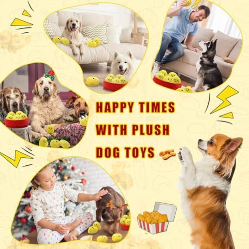 YZHDUXIU 6 Pack Chicken Nugget Squeaky Dog Toys Interactive Puppy Chew Toys