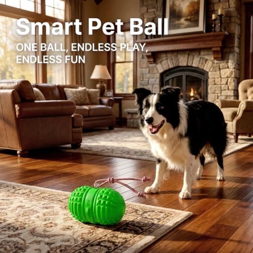Smart Interactive Dog Toy, 8 Modes Automatic Rolling Ball with a Recording Function, Food-Grade Rubber Material Interactive Dog Ball for Medium and Large Dogs
