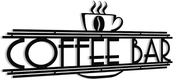 XORT Coffee Sign Metal Wall Decor, Coffee Bar Metal Wall Art, Black Metal Coffee and Tea Bar Wall Hanging for Kitchen Decor Accessories 16 x 8 Inch