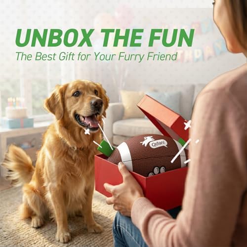 QDAN Dog Toys Football, Interactive Dog Toys for Tug of War,Superbowl Football Party Decorations Favor, Dog Water Toy, Durable Dog Balls for Small & Medium Dogs(8 inch) | Superbowl Football Party Decorations Favor, Durable Dog Balls with Straps for Sma...