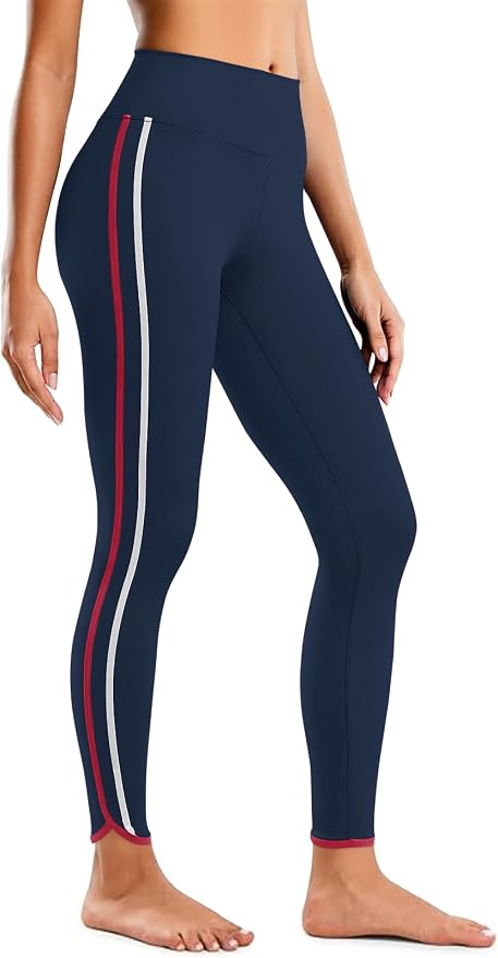 Aoysky Womens Buttery Soft Workout Leggings 25" Side Stripes High Waisted Full Length Yoga Leggings