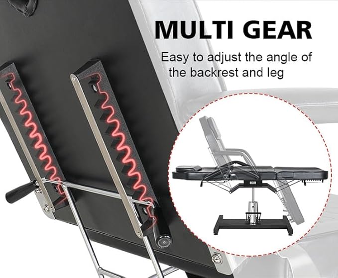TATARTIST Hydraulic Facial Chair for Esthetician Tattoo Chair Portable Massage Tables 360° Rotating Treatment Bed Spa Salon Beauty Tattoo (Black)
