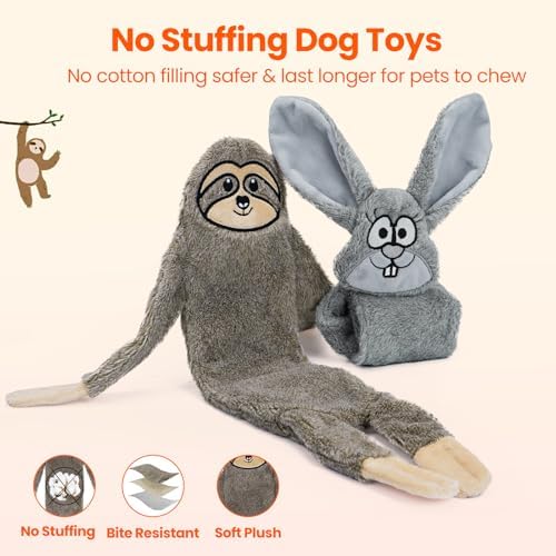 HGB No Stuffing Squeaky Dog Toys, Crinkle Plush Dog Toys to Keep Them Busy
