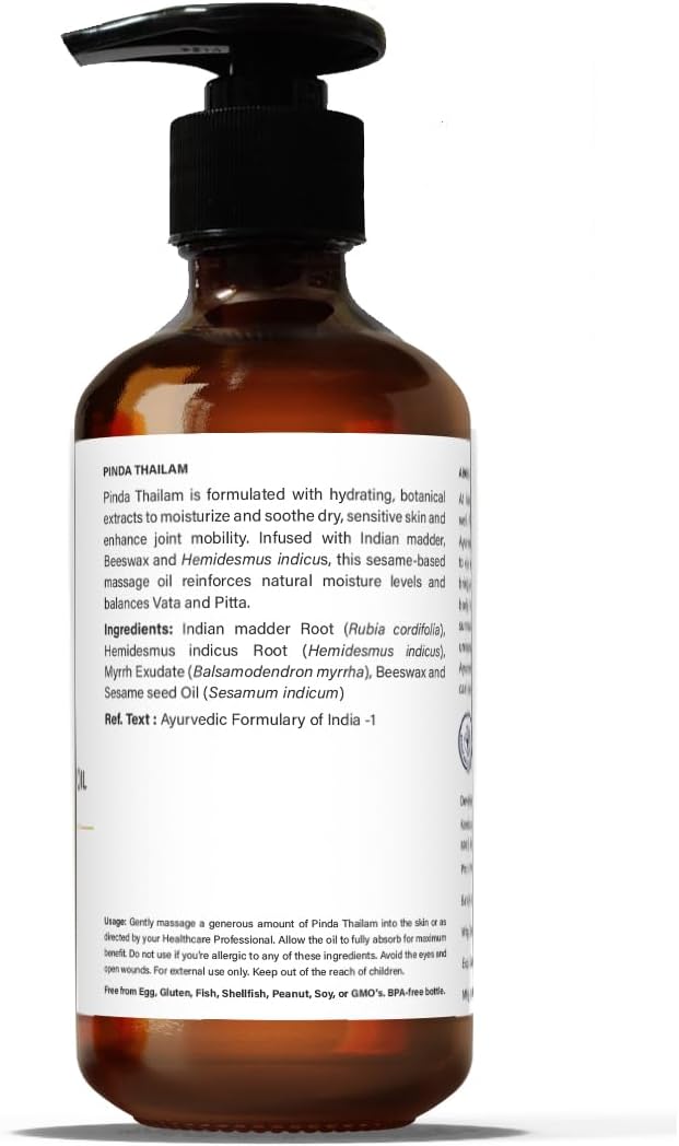 Kerala Ayurveda Phyto Hydration Body Oil (Pinda thailam) - Ayurvedic Massage Oil for Body - Calms Joints, Soothes Skin, Maintains Normal Hydration of Skin & Pacifies Vata and Pitta, 6.8 Fl Oz