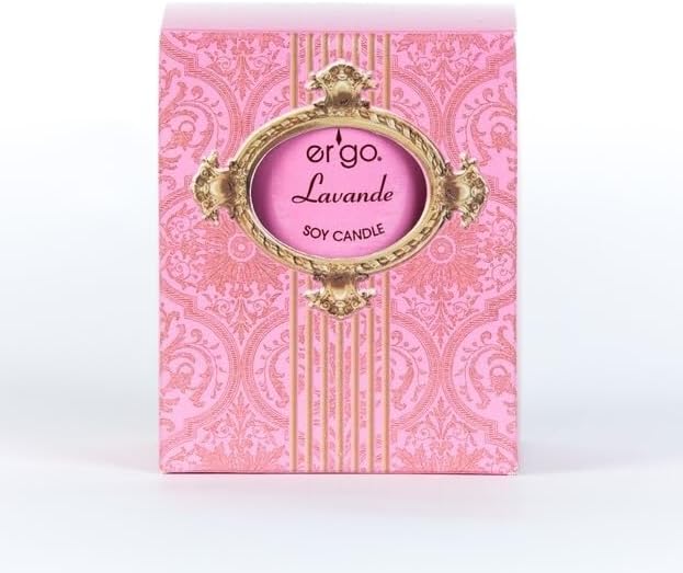 Ergo Soy Candle Hand Poured Natural Vegan Soy Wax - Luxuriously Scented Lavande 7 Ounce Candle