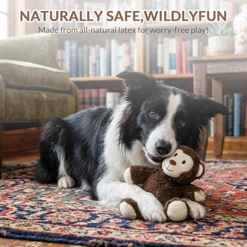2 Pack Dog Squeak Toys – Plush Monkey & Silicone Banana Chew Toy Set for Small & Medium Dogs, Interactive, Durable, Squeaky Dog Toys to Keep Them Busy