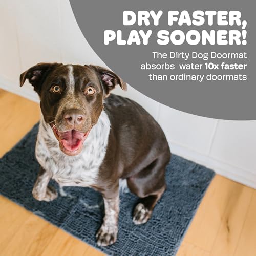 Dog Gone Smart Dirty Dog Doormat - Fast Drying Rug - Black Hue, 23 x 16 in | Super Gripper Backing for Clean Floors - Absorbent Microfiber and Machine Washable Mat for Muddy Paws