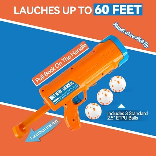 ALL FOR PAWS Dog Ball Launcher, Dog Ball Blaster with 3 ETPU Balls, Interactive Thrower for Medium to Large Dogs, Play Fetch Toy for Dogs for Outdoor Exercise