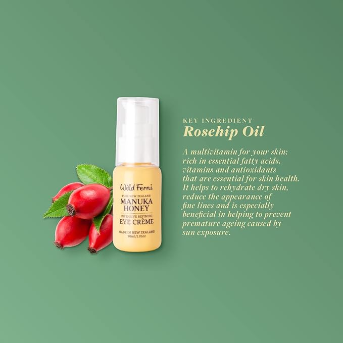 Wild Ferns Manuka Honey Intensive Refining Eye Crème, 92% Natural, 30 milliliters