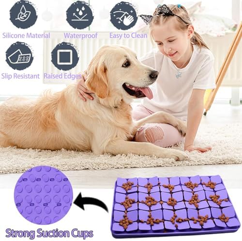Silicone Snuffle Mat for Small Medium Dogs,Slow Feeder Lick Mat for Pet Slow Down Eating,Encourages Natural Foraging Skill,Interactive Feed Game Toy Lick Mat Bowl for All Breed Dog