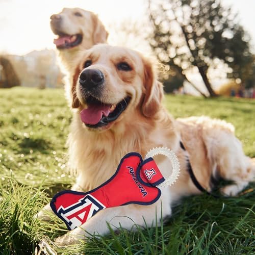 Pets First NCAA University of Arizona Wildcats Dental Dog TUG Toy with Squeaker. Tough PET Toy for Healthy Fun, Teething & Cleaning Pets Teeth & Gum