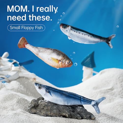 2 Packs Cat Toys Floppy Fish with Catnip, Realistic Moving Cat Fish Toy