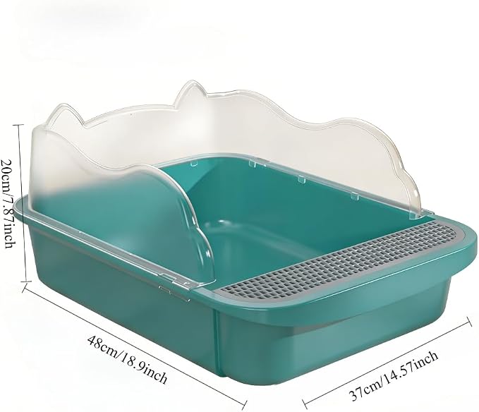 Open Top High Sided Cat Litter Box, Anti-Splashing Semi-Enclosed Litter Box with Removable Tray, Sifting Scoop Included - Easy to Clean & Odor Control(Green,Large)