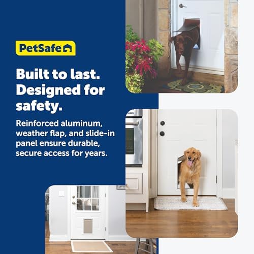 PetSafe Freedom Aluminum Dog and Cat Door with Durable White Frame and Tinted Vinyl Flap, Indoor and Outdoor, Easy to Install, Large and X-Large