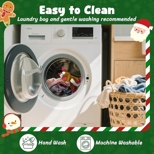 Christmas Squeaky Dog Toys, Stuffed Toys with Crinkle Paper, Interactive Toys to Keep Them Busy, Durable Plush Reindeer for Small, Medium and Large Dogs.