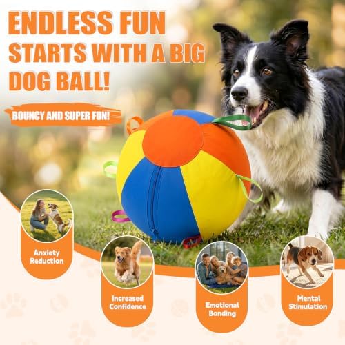 10"/18"/22" Herding Ball for Dogs & Horses Inflatable Toy with Pump Handles