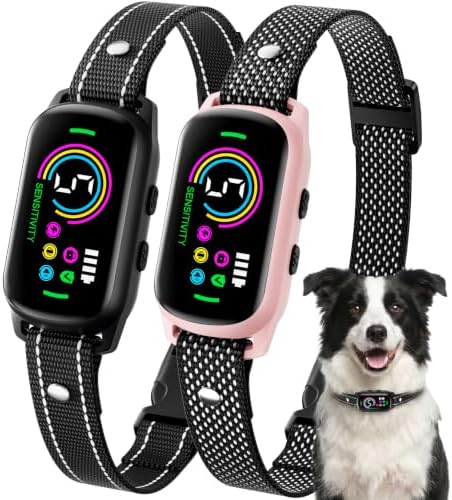 2 Pack Bark Collar for Small Medium Large Dogs, Training Collar (Pink)
