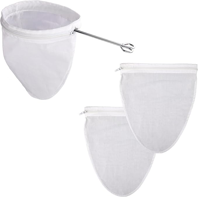 WMKGG Ultra Fine Mesh Strainer Bags, Reusable Mesh Filter Bags with Stainless Steel Handle Frame for Filter Single Tea, Coffee, Serving Juice and Kefir (Mini Size)