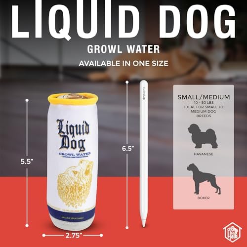 Liquid Dog Growl Water – Luxurious Parody Plush Dog Toy with Squeaker, Premium Fabric, Embroidered Details, Designer-Inspired Chew Toy, Fun Gift for Medium Dogs & Dog Lovers