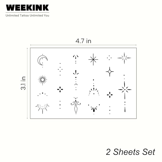 Mini Dot & Star Ring Temporary Tattoos for Women – 2 Sheets of Semi-Permanent Tattoo for Finger & Hand