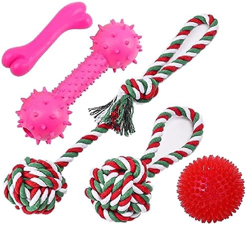 Dog Chew Toys,Dog Toys 5 Pack for Fun and Teeth Cleaning Dog Toys Pack