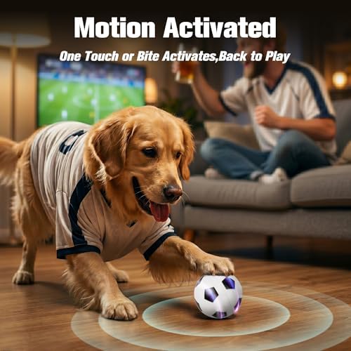 Pet Prime Interactive Dog Soccer Ball Toy Automatic Active Rolling Ball for Dogs Motion Activated with LED Light Rechargeable Self Moving Toy for Small Medium Large Dogs to Play