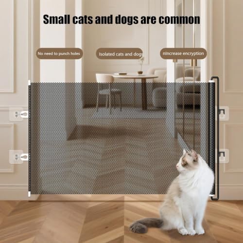 Retractable Pet Safety Gate Barrier, Adjustable Pet Security Gate for Stair