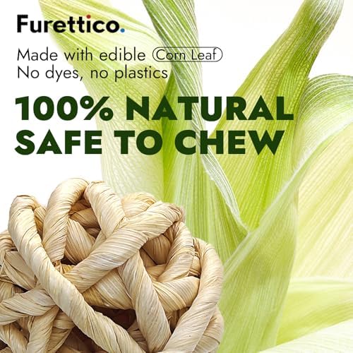 Natural Dog Chew Toy, 1pcs Woven Grass Chew Ball for Dogs, Dental Teething Toy & Interactive Fetch Toys, Outdoor Rattan Digestible Chew Ball for Boredom Relief - CornLeaf