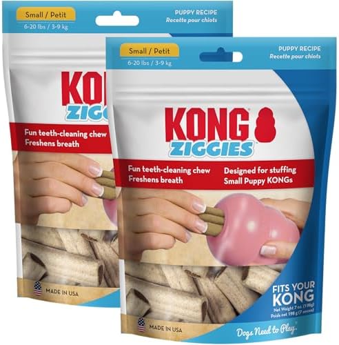 KONG Puppy Ziggies Dog Treats 2 Pack (Small, Original)- Teeth Cleaning Dog Treats for Puppies, Long-Lasting Chews, Works Classic Rubber Toys