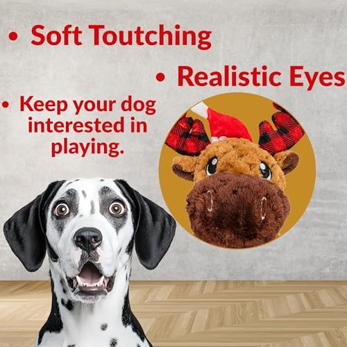 Plush Dog Toy - Dog Stuffed Animal Toy, Puppy Toys, Squeaky Dog Toy for Small, Medium & Large Dogs, Durable Plush to Keep Them Busy Morris Moose (Christmas)