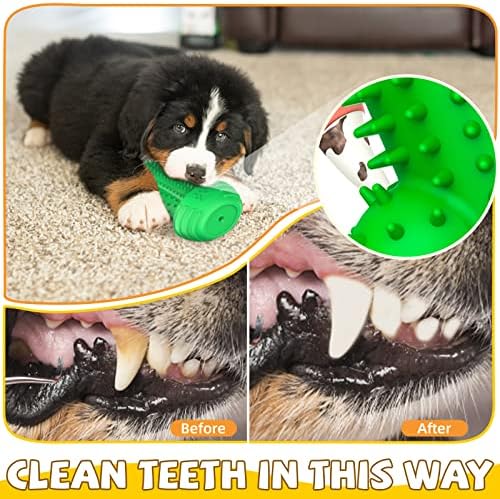 Pamlulu Christmas Dog Gifts, Dog Toys for Small Dogs Dog Toothbrush for Teething Cleaning, Rubber Squeaky Toys for Puppy