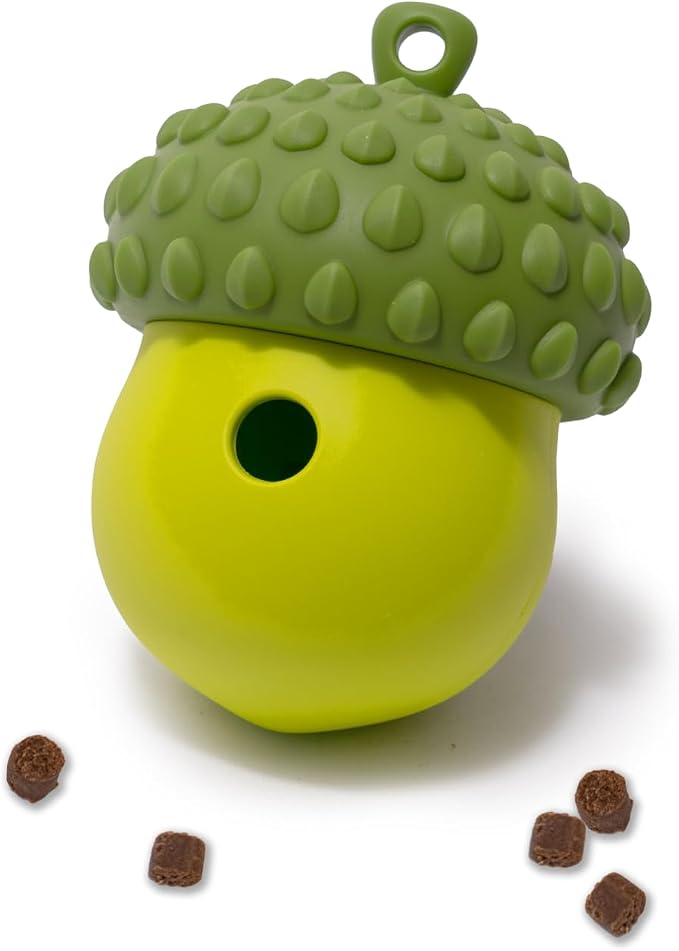 POPUPJOYS Interactive Treat Dispensing Dog Toys for Mental Stimulation & Healthy Eating | Enrichment Treat Toy with Detachable Lid for All Dog Sizes | Food-Grade Silicone, Dishwasher Safe (Green)