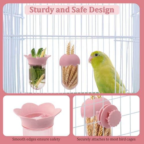 2 PCS Bird Food with Water Storage Design, Hanging Birds Feeder (Pink)