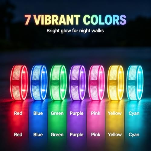 USB Rechargeable LED Pet Leg Bands 8.3×1 Inch, Adjustable 4cm | 3 Light Modes | Halloween Night Dog Walking Safety Glow Straps for Dogs, Cats & Adults 18+ (2-Pack)，Blue