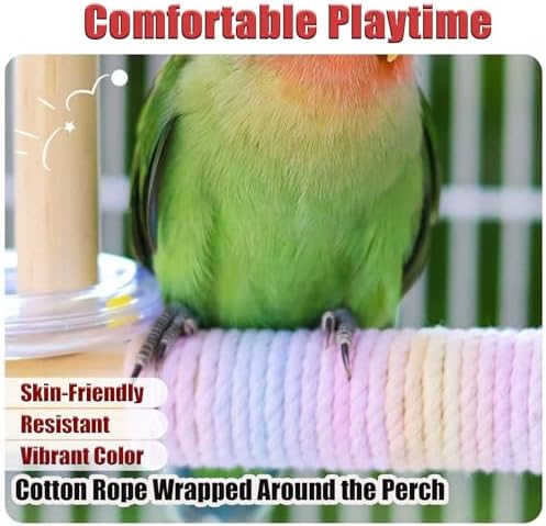 Bird Swing for Cage,Rust Sound Interactive Hanging Bird Toy Perch,Wooden Exercise Cockatiel Toys,Bird Cage Accessories Perch,Parrot Perch Stand for Conure,Budgie,Cockatiel,Lovebird,Canary,Finch