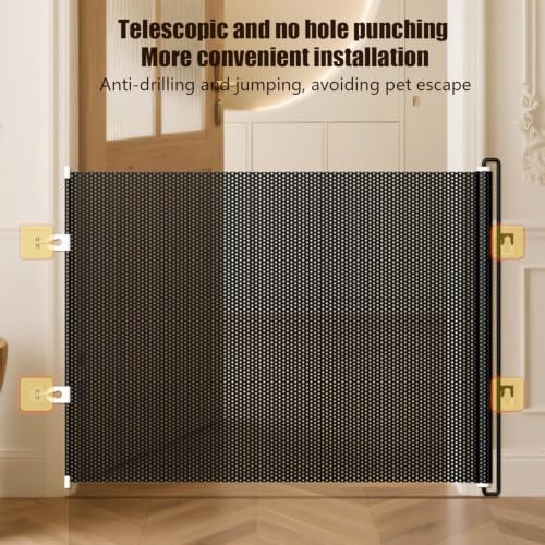 Retractable Pet Safety Gate Barrier, Adjustable Pet Security Gate for Stair